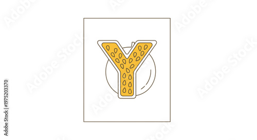 Yellow Letter Y Made of Citrus Fruit Slice with Seeds, Isolated on White Background