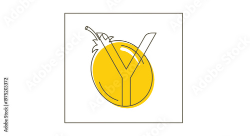 Yellow Letter Y Logo with Passion Fruit, Fruit Alphabet, Healthy Food