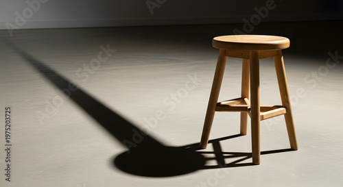 Wooden Bar Stool with Long Shadow