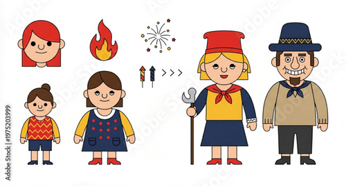 Andalucia patterns and Spanish cultural icons, traditional Mediterranean tile set with flamenco dancer and acoustic guitar, floral vector elements