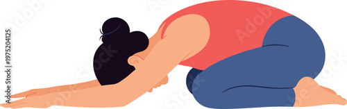 A woman practices yoga on transparent background in a peaceful setting