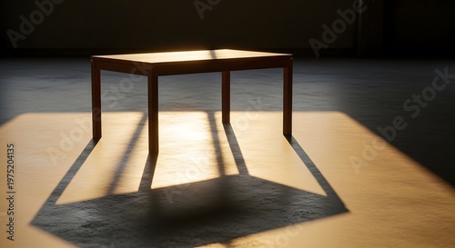 Wooden Table with Sunlight Shadows