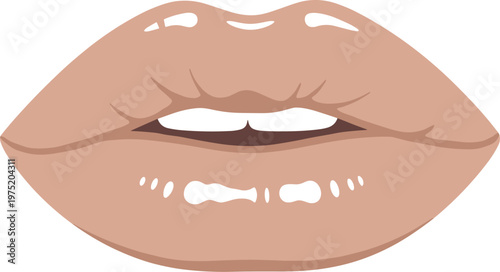 A close-up illustration of a pair of lips on transparent background