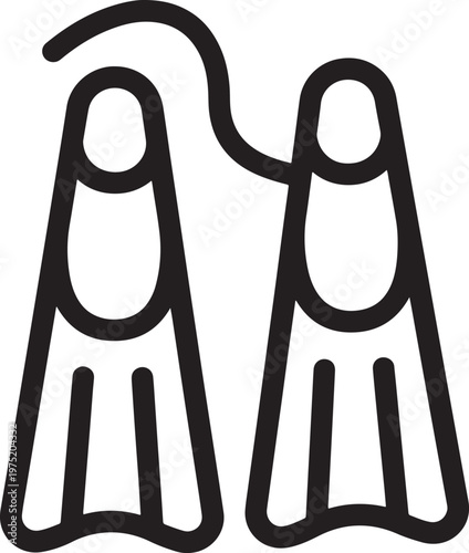 Pair of swim fins water sport icon with flippers swimming snorkeling