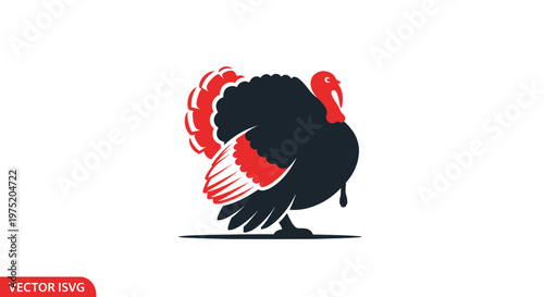 Stylized Turkey Vector Illustration - Thanksgiving and Autumn Symbol
