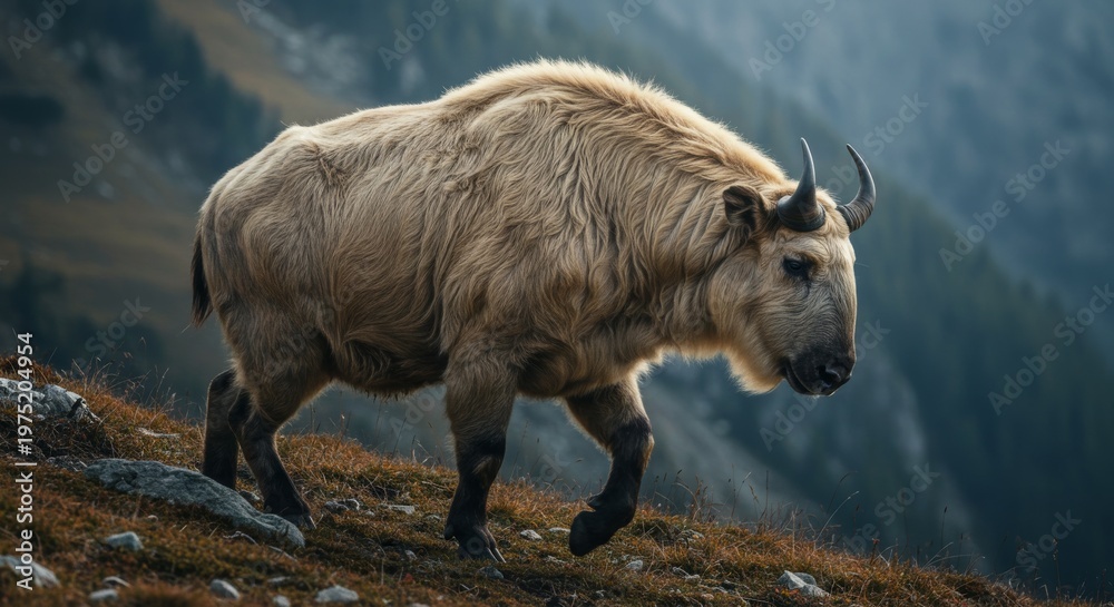 Fototapeta premium mountain goat on a rock