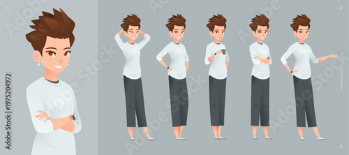 Woman Character Female Set for Business with Different Girl in Busy Side Vector. A Model of People Isolated in An Office or A Person In Cartoon Back View. Professional Corporate Illustration.