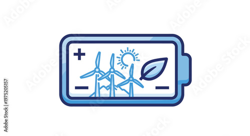 Battery with renewable energy sources.
