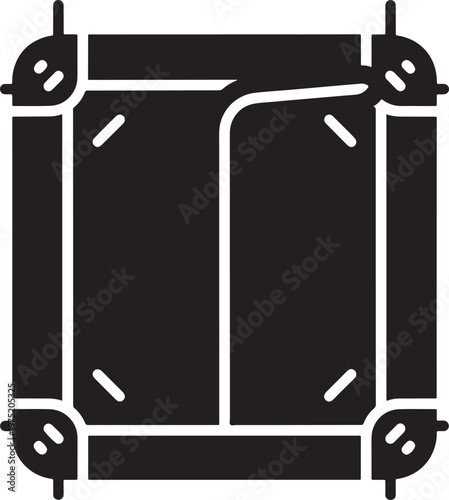 Square carrom board top view icon with recreation, competition