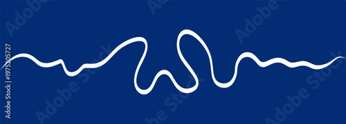 Thin squiggle underline stroke with gentle ups and downs in blue background. Minimal continuous line works as highlight for titles, links and handwritten style notes in digital or print layouts.