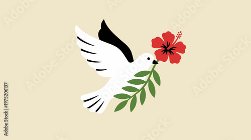 Peace Dove and Hawaiian Hibiscus