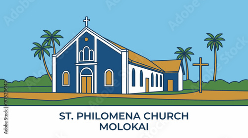 St. Philomena Church Molokai Drawing
