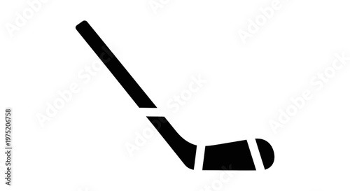 Black hockey stick icon on a white background