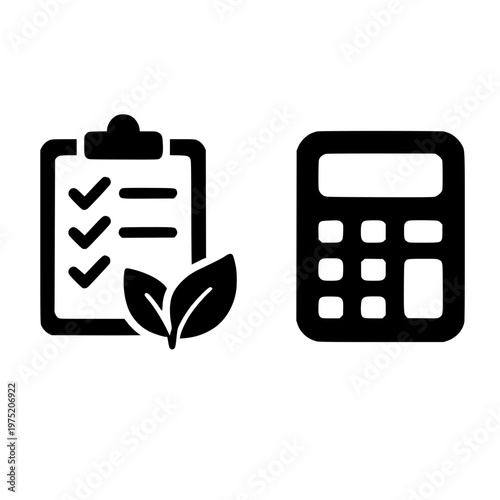 Sustainable business success checklist with eco-friendly calculator concept
