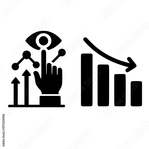 Hand voting on decision network with rising growth trend arrow concept