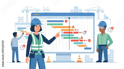 Construction Project Management and Engineering Planning with Digital Gantt Chart Timeline Software