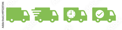 シンプル配送トラックアイコン素材・黄緑色