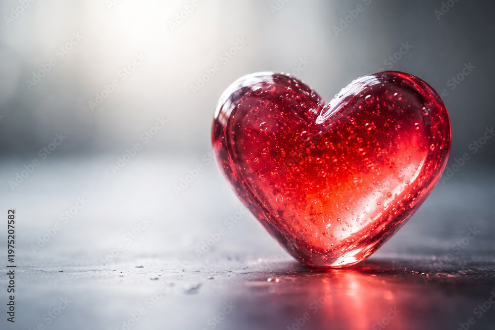 Fototapeta premium AI generated luminous gel heart glowing red symbolizing love healing vitality and emotion isolated on soft background with copy space for wellness medical and relationship themes