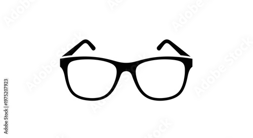 Black Hipster Eyeglasses Silhouette Icon on White Background