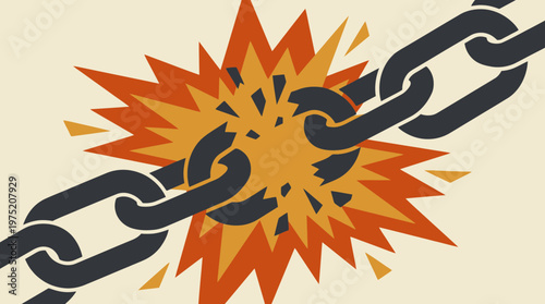 Stylized Breaking Chains Vector