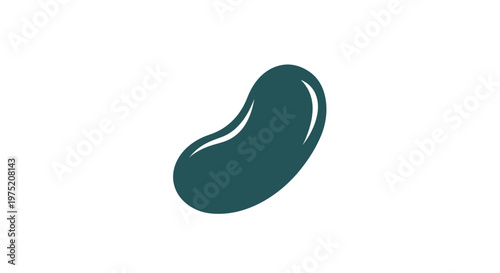Single Teal Jelly Bean on White Background, Minimalist Sweet Treat