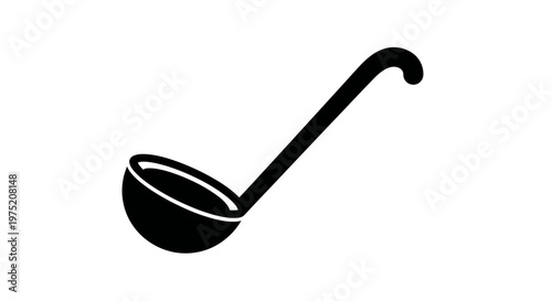 Simple black ladle silhouette on white background