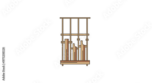 Wooden pipe organ construction, detailed schematic illustration