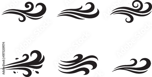 Wind and air flow silhouettes bundle