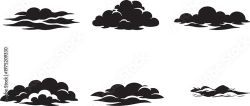 Fog and mist silhouettes bundle haze cloud vector weather icon set