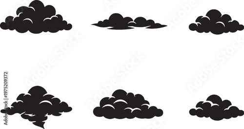 Cloud silhouette set cumulus storm layered sky weather formation vector icon bundle