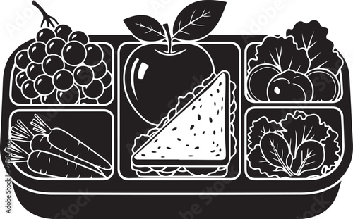 A lunchbox with healthy food Vector, illustration