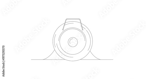 Minimalist Line Art Gong Icon, Musical Instrument, Sound Symbol, Vector Illustration