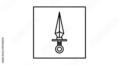 Minimalist Line Art Icon of a Dagger or Stiletto Knife