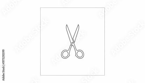Minimalist Line Art Icon of Open Scissors