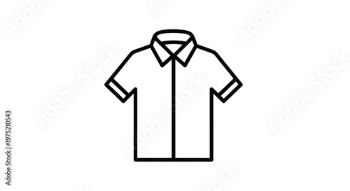 Simple line art icon of a short-sleeved collared shirt, isolated on white background.