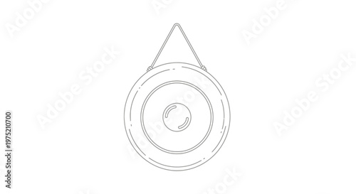Minimalist Gong Icon Outline, Musical Instrument, Sound Symbol, Isolated Vector Illustration