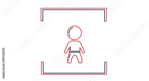Minimalist Icon of a Person in a Frame, Simple Line Art, Outline Figure