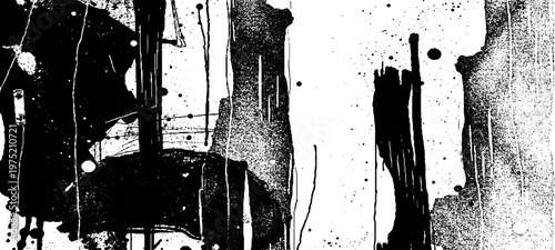 Abstract Grunge Texture Featuring Glitch Noise, Distressed Ink Splatters, Static Interference Patterns, and Monochrome Urban Decay Backgrounds.