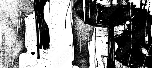 Abstract Grunge Texture Featuring Glitch Noise, Distressed Ink Splatters, Static Interference Patterns, and Monochrome Urban Decay Backgrounds.