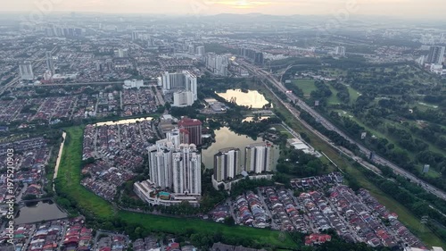 Aerial shot highlights Sunway Town in day, highways weaving through commercial centers