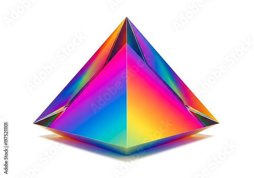 Free Download A vibrant geometric pyramid with gradient color transitions from pink to blue isolated on white background - GFXLoad