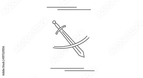Medieval Sword Icon, Knight Weapon Symbol, Fantasy Game Asset, Vector Illustration