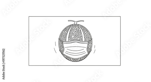 Melon Wearing Face Mask - Coronavirus Protection Concept