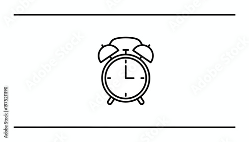 Minimalist Alarm Clock Icon: Time Management, Wake Up, Schedule, Reminder, Vintage Style