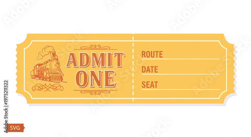 Vintage Train Ticket Admit One - Retro Travel Pass for Journey