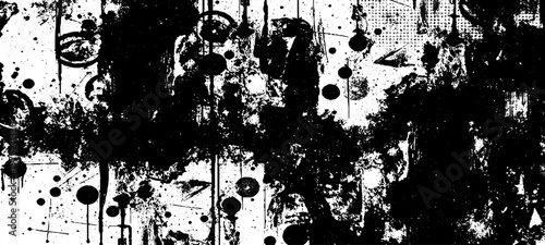 Abstract Grunge Texture Featuring Glitch Noise, Distressed Ink Splatters, Static Interference Patterns, and Monochrome Urban Decay Backgrounds.