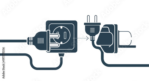 Connecting Power Plug to Electrical Outlet - Energy Supply Concept
