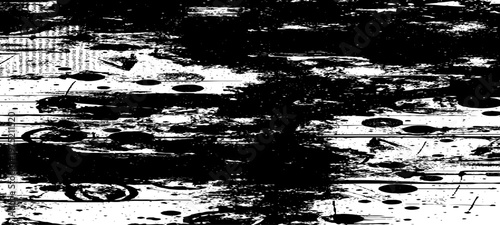 Abstract Grunge Texture Featuring Glitch Noise, Distressed Ink Splatters, Static Interference Patterns, and Monochrome Urban Decay Backgrounds.