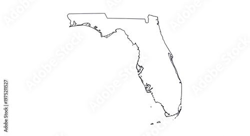 Outline Map of Florida State, USA - Blank Template for Geography and Travel