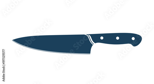 Chef Knife Silhouette - Professional Kitchen Tool Isolated on White Background